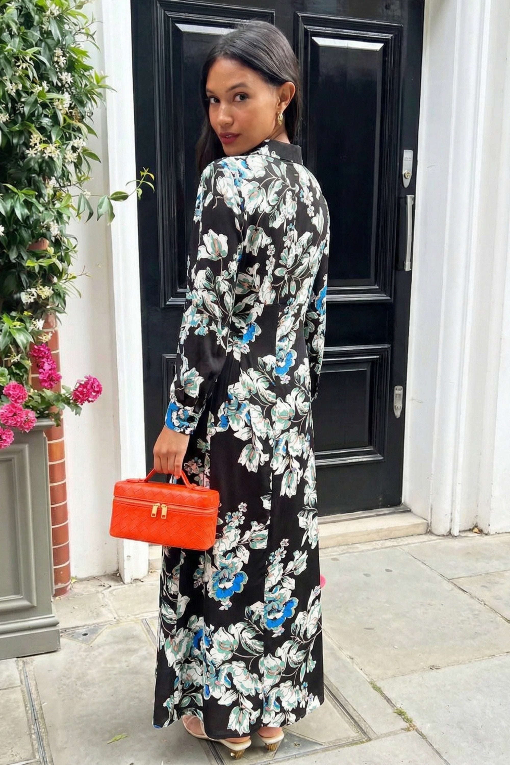 Floral print shirt dress