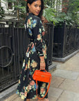 Floral print shirt dress