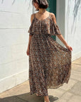 Leopard Print Frilled Detail Maxi Dress