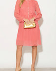 Pleated Midi dress (Coral pink)