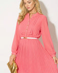Pleated Midi dress (Coral pink)