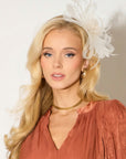 Feather & Floral Fascinator Headband In Off-white