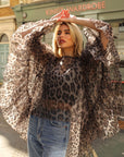 Statement Ruffle Organza Wild Leopard Print Blouse