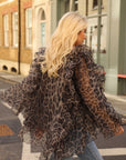 Statement Ruffle Organza Wild Leopard Print Blouse
