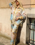 Ocean Treasure Print Relaxed Shirt & Trousers Co-Ord Set In Yellow