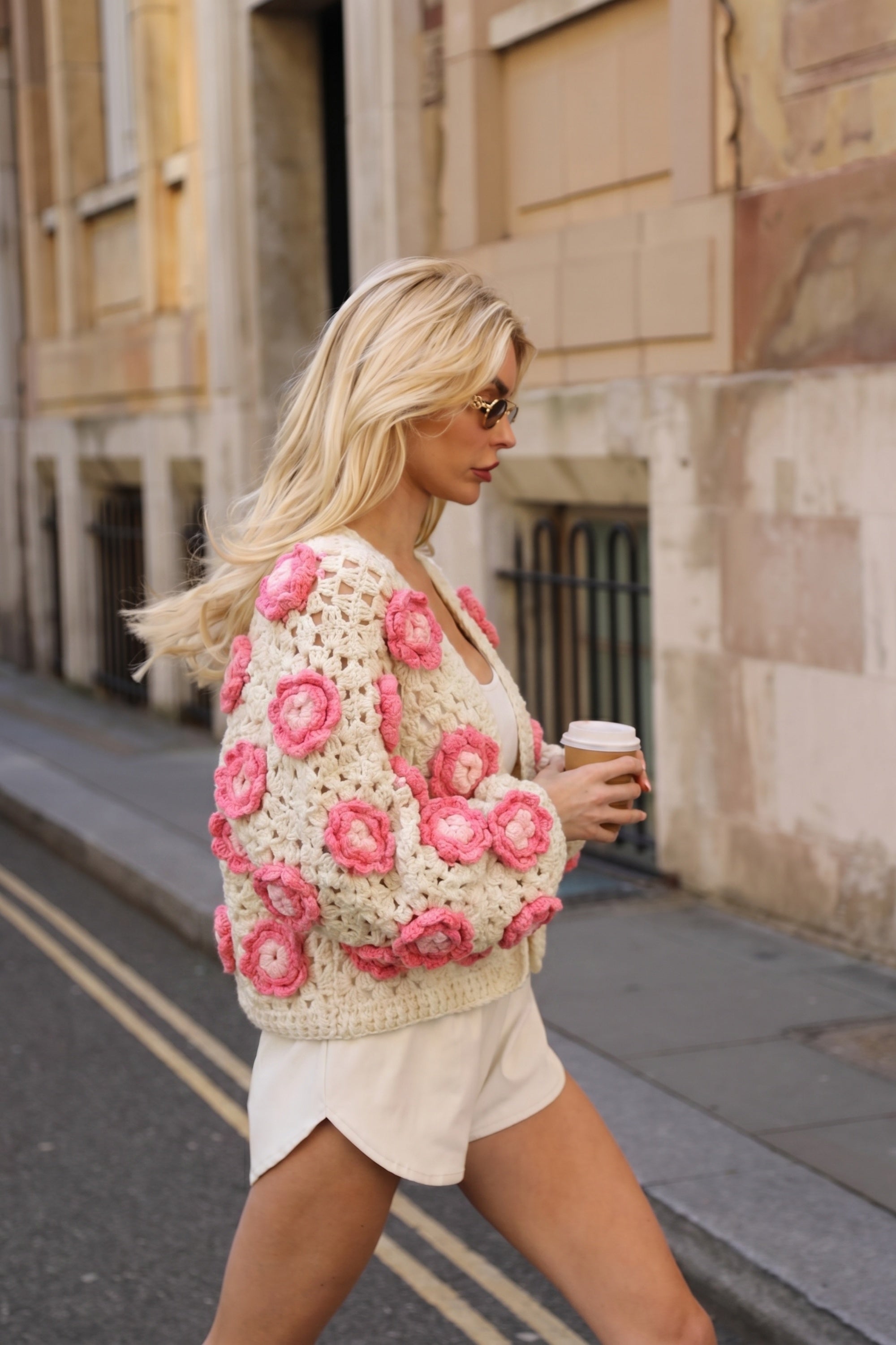 Hand Knit Statement Crochet Flower Cardigan – CY Boutique
