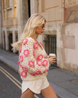 Hand Knit Statement Crochet Flower Cardigan