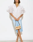 Double Layered Ruffles statements sleeves shirt top in White