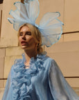 Large Wide Brim Bow Fascinator In Sky Blue