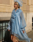 Large Wide Brim Bow Fascinator In Sky Blue