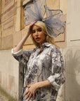 Large Wide Brim Bow Fascinator In Grey