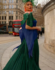 Large Wide Brim Bow Fascinator In Green