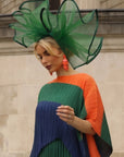 Large Wide Brim Bow Fascinator In Green