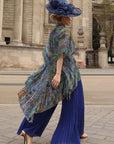 Statement Fascinator Hat With Feather Detail In Navy