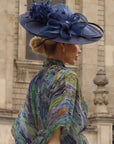 Statement Fascinator Hat With Feather Detail In Navy
