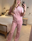 Velvet Zip-Up Hoodie & Straight Leg Jogger Co-Ord Set