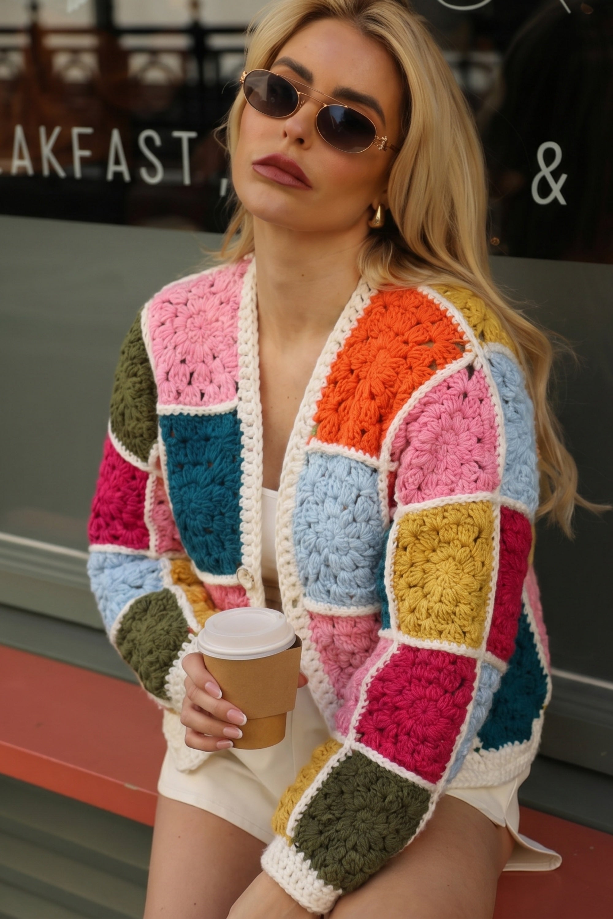Artisan Hand Knit Patchwork Cardigan in Multi Colour – CY Boutique