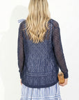 Mesh Lace Cardigan Beach Wear (Navy)