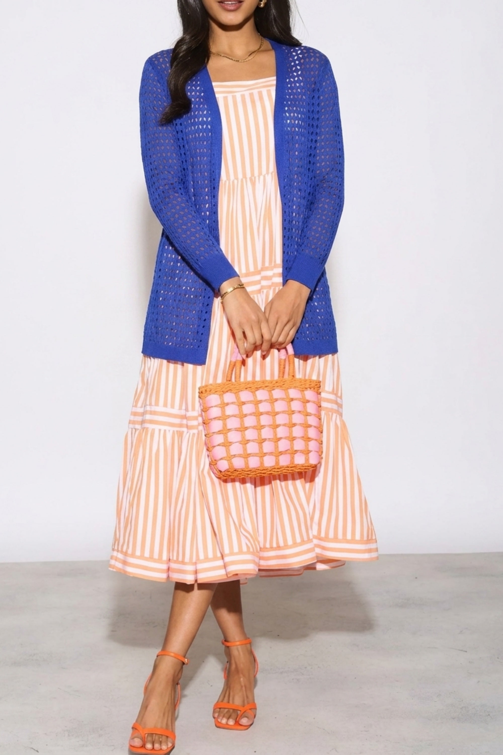 Mesh Lace Cardigan Beach Wear (Royal Blue)