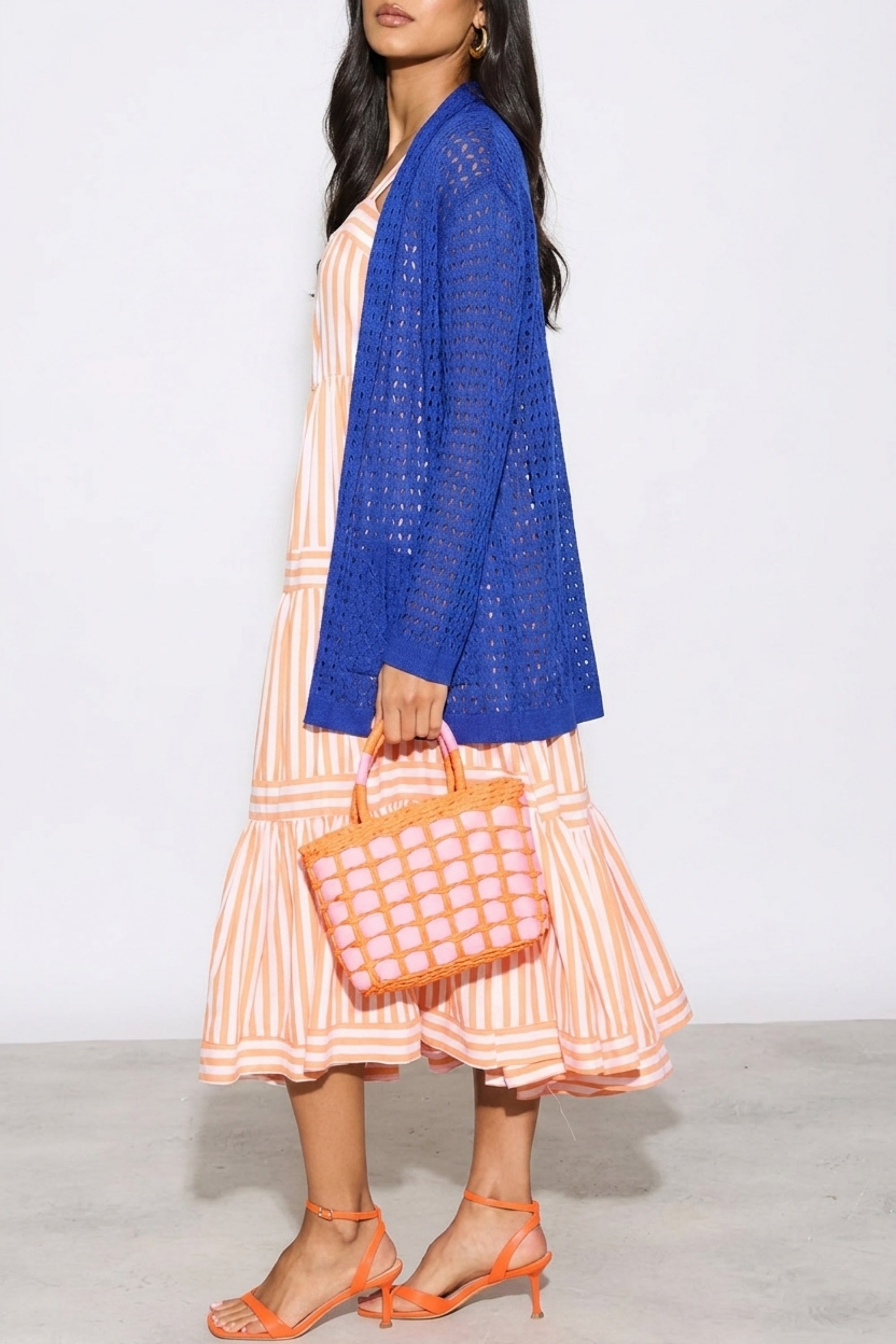 Mesh Lace Cardigan Beach Wear (Royal Blue)