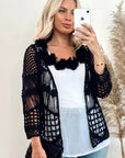 Black Floral Crochet Cardigan (3A)
