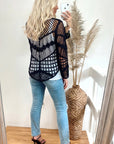 Black Floral Crochet Cardigan (3A)