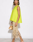 Yellow Pleated Sleeveless Swing Top