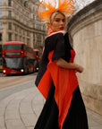 Large Wide Brim Bow Fascinator In Orange