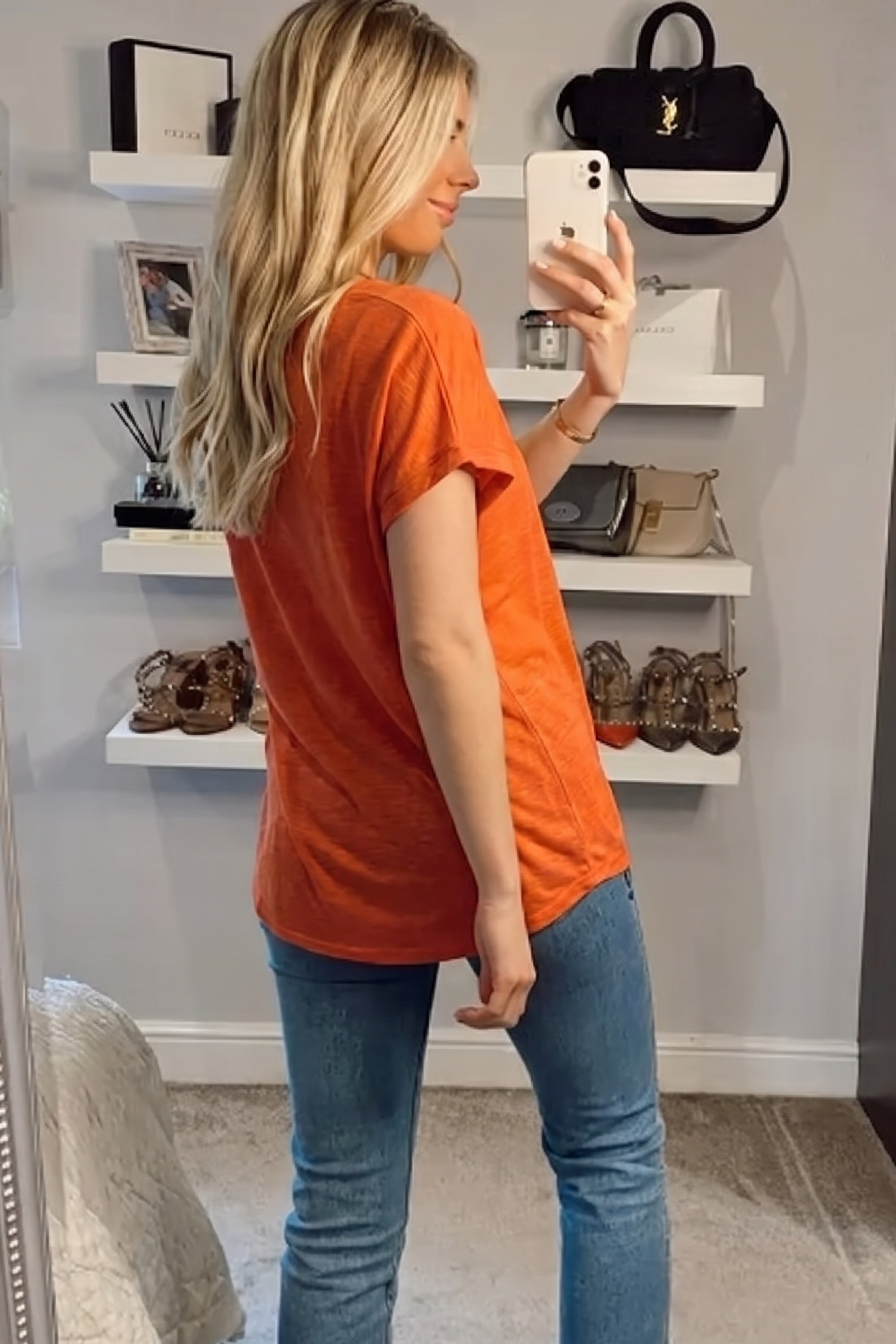 Gold Eagle embellished T-shirt  (ORANGE)