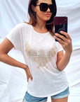 Gold Eagle embellished T-shirt (WHITE)