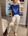 Gold Eagle embellished T-shirt  (ROYAL BLUE)