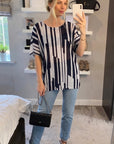 Multi Stripe print mesh Top (Blue)