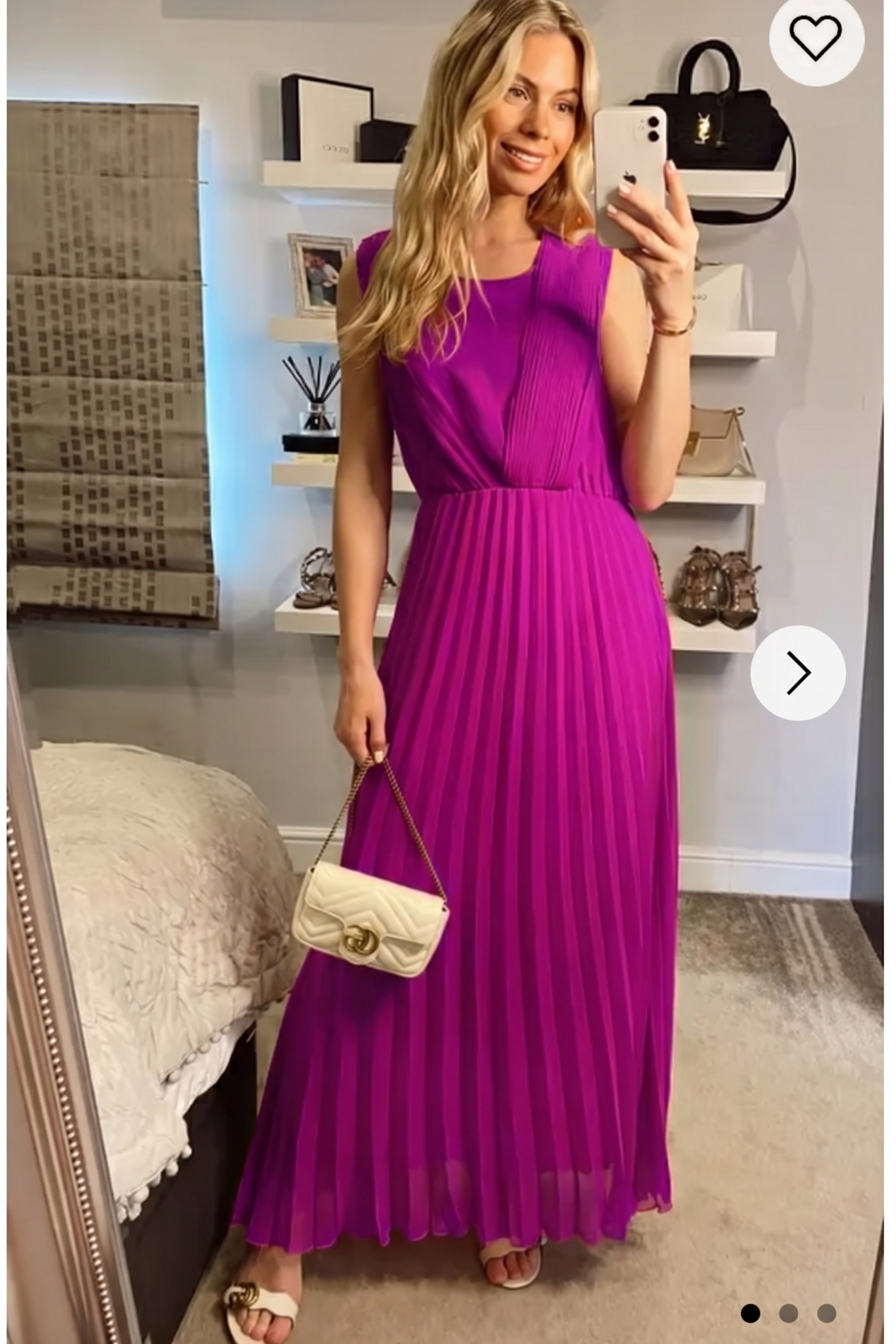 Chiffon pleated full length wedding maxi dress (Light Purple)