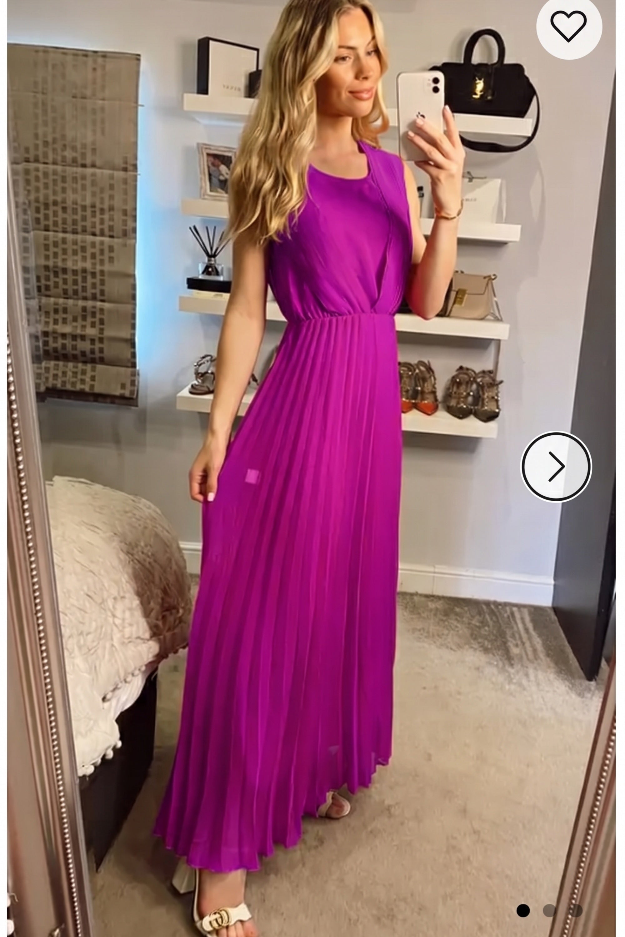 Chiffon pleated full length wedding maxi dress (Light Purple)