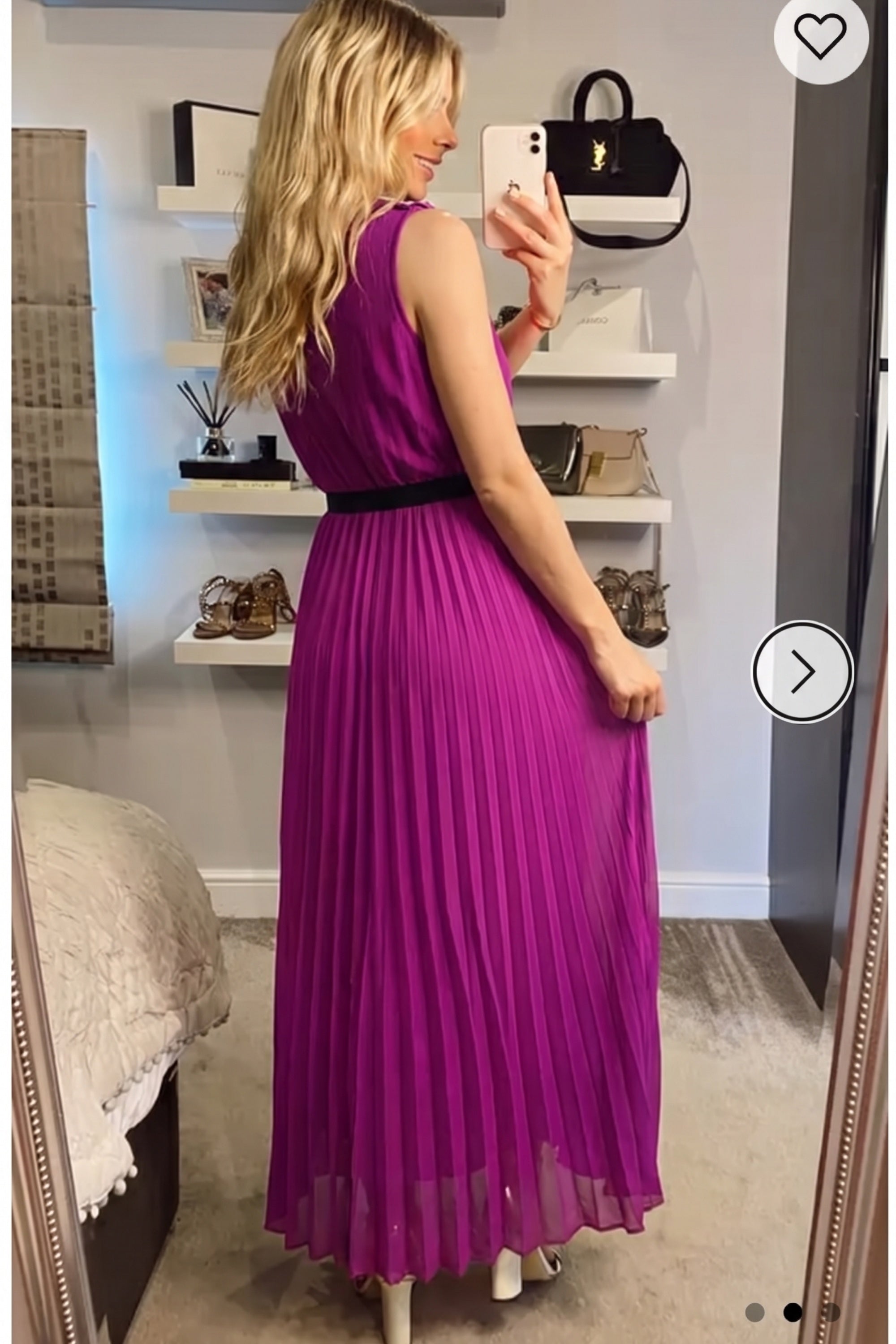 Chiffon pleated full length wedding maxi dress (Light Purple)