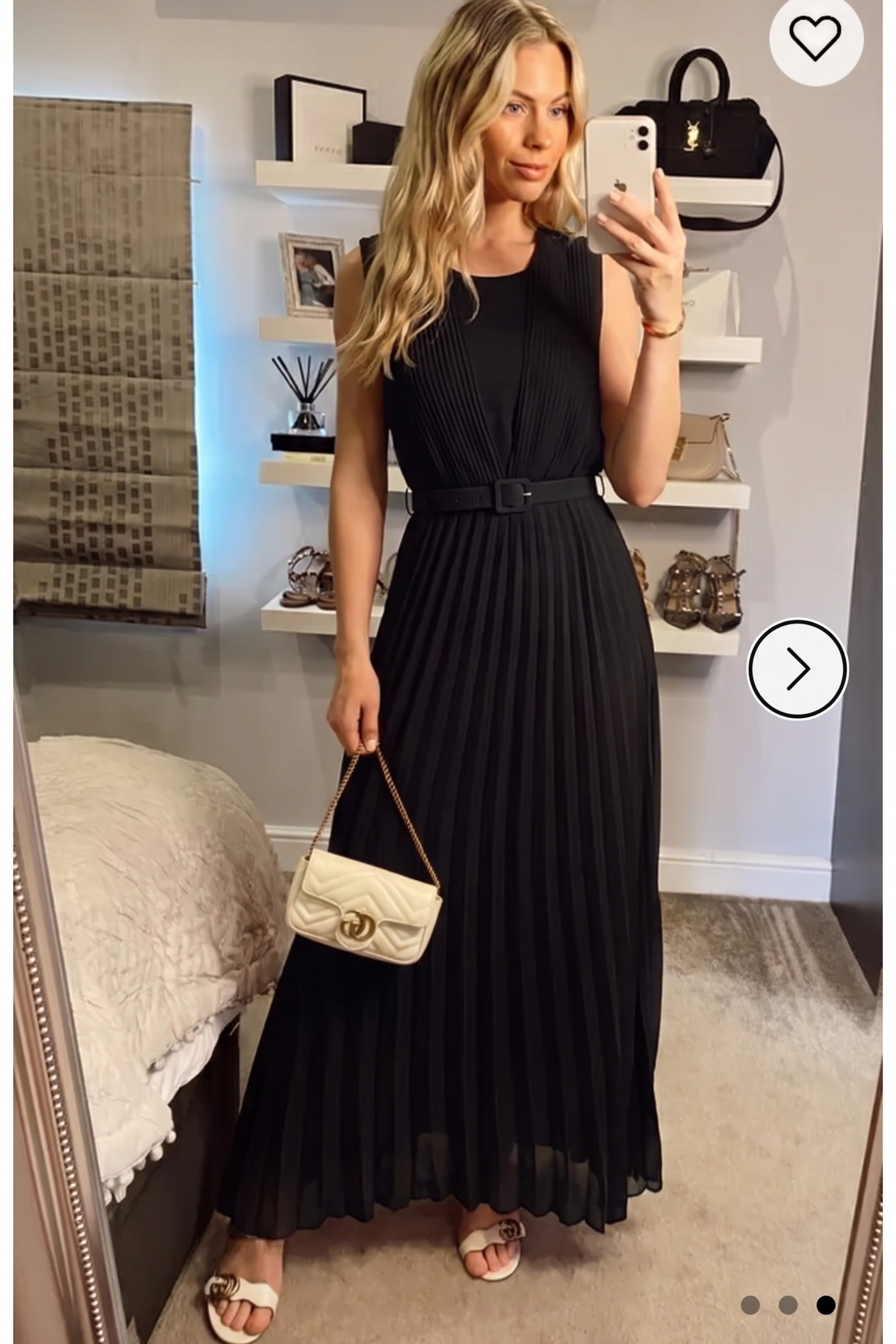 Chiffon pleated full length wedding maxi dress (Black)
