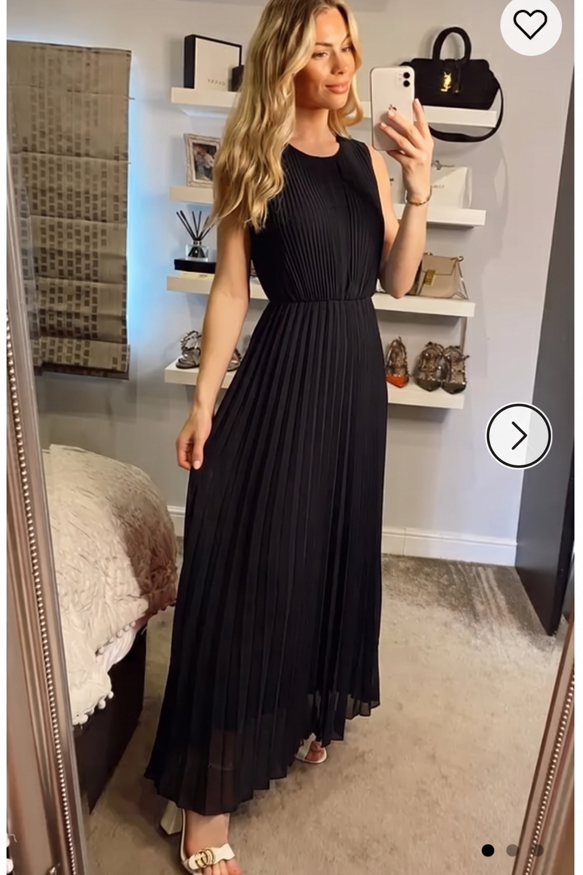 Chiffon pleated full length wedding maxi dress (Black)