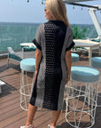 Monochrome Stripe & Polka Dot Pleated Shirt Midi Dress