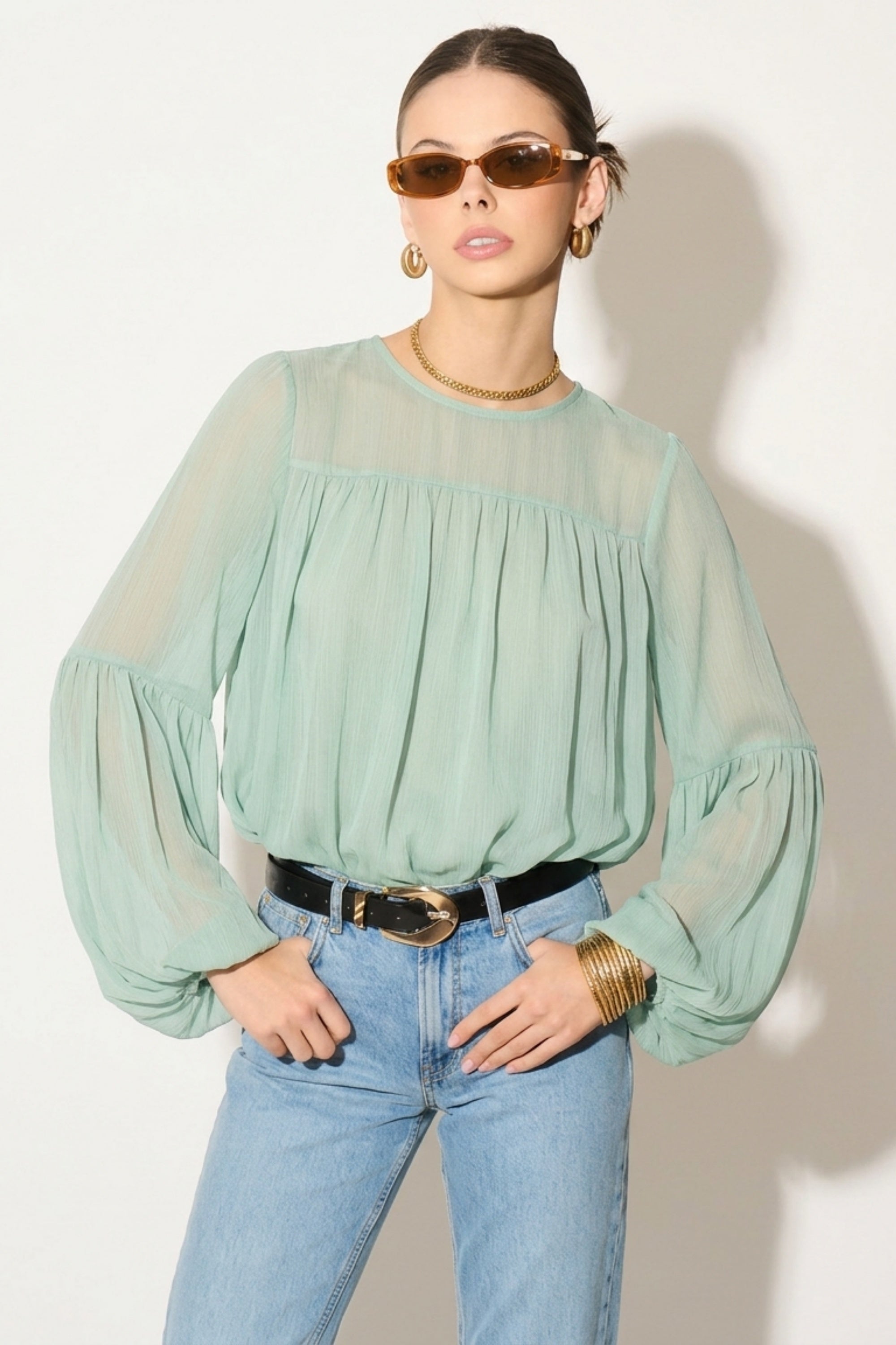 balloon long sleeves design chiffon top