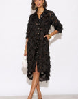 Feather look and star pattern shirt dress
