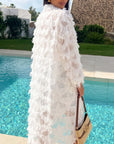 Feather look and star pattern shirt dress
