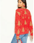 Christmas tree Knitted Jumper（Red)
