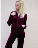 Velour Tracksuits With Hoody (Burgundy Color)