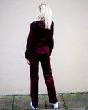 Velour Tracksuits With Hoody (Burgundy Color)