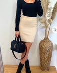 Tweed Effect Skirt in Beige