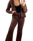 Velour Tracksuits With Hoody (Brown Color)