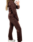Velour Tracksuits With Hoody (Brown Color)