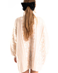 Fine knit oversized jumper with monogrammed pattern design in Pink and White