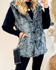 Faux Fur Oversize Hoody Coat (Mix grey)