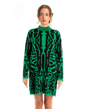 Fine Knit Leopard Print Pattern design Jumper in Green